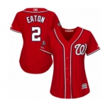 Women's Washington Nationals #2 Adam Eaton Authentic Red Alternate 1 Cool Base 2019 World Series Champions Baseball Jersey
