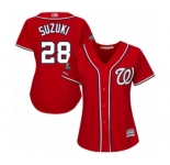 Women's Washington Nationals #28 Kurt Suzuki Authentic Red Alternate 1 Cool Base 2019 World Series Champions Baseball Jersey