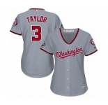 Women's Washington Nationals #3 Michael Taylor Authentic Grey Road Cool Base 2019 World Series Bound Baseball Jersey