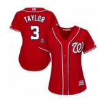 Women's Washington Nationals #3 Michael Taylor Authentic Red Alternate 1 Cool Base 2019 World Series Bound Baseball Jersey