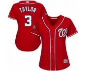 Women's Washington Nationals #3 Michael Taylor Authentic Red Alternate 1 Cool Base 2019 World Series Bound Baseball Jersey