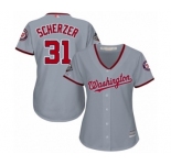Women's Washington Nationals #31 Max Scherzer Authentic Grey Road Cool Base 2019 World Series Champions Baseball Jersey