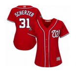 Women's Washington Nationals #31 Max Scherzer Authentic Red Alternate 1 Cool Base 2019 World Series Bound Baseball Jersey