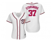 Women's Washington Nationals #37 Stephen Strasburg White Fashion Stitched MLB Jersey