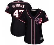 Women's Washington Nationals #47 Howie Kendrick Authentic Navy Blue Alternate 2 Cool Base Baseball Jersey