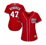 Women's Washington Nationals #47 Howie Kendrick Authentic Red Alternate 1 Cool Base 2019 World Series Bound Baseball Jersey