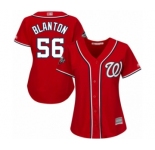 Women's Washington Nationals #56 Joe Blanton Authentic Red Alternate 1 Cool Base 2019 World Series Bound Baseball Jersey
