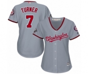 Women's Washington Nationals #7 Trea Turner Authentic Grey Road Cool Base 2019 World Series Bound Baseball Jersey