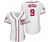 Women's Washington Nationals #9 Brian Dozier Authentic White Home Cool Base 2019 World Series Bound Baseball Jersey