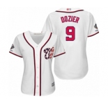 Women's Washington Nationals #9 Brian Dozier Authentic White Home Cool Base 2019 World Series Champions Baseball Jersey