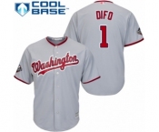 Youth Washington Nationals #1 Wilmer Difo Authentic Grey Road Cool Base 2019 World Series Bound Baseball Jersey