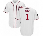 Youth Washington Nationals #1 Wilmer Difo Authentic White Home Cool Base 2019 World Series Bound Baseball Jersey