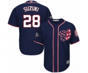 Youth Washington Nationals #28 Kurt Suzuki Authentic Navy Blue Alternate 2 Cool Base 2019 World Series Bound Baseball Jersey