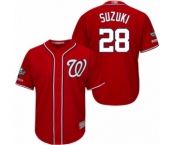 Youth Washington Nationals #28 Kurt Suzuki Authentic Red Alternate 1 Cool Base 2019 World Series Champions Baseball Jersey