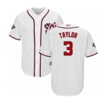 Youth Washington Nationals #3 Michael Taylor Authentic White Home Cool Base 2019 World Series Bound Baseball Jersey