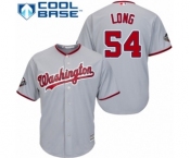 Youth Washington Nationals #54 Kevin Long Authentic Grey Road Cool Base 2019 World Series Bound Baseball Jersey
