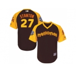 Youth Majestic Miami Marlins #27 Giancarlo Stanton Authentic Green 2016 All-Star National League BP Cool BaseMLB Jersey