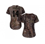 Women Miami Marlins #14 Martin Prado Camo Realtree Collection Cool Base Stitched MLB Jersey