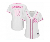 Women's Majestic Miami Marlins #16 Jose Fernandez Authentic White Fashion Cool Base MLB Jersey