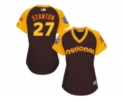 Women's Majestic Miami Marlins #27 Giancarlo Stanton Authentic Green 2016 All-Star National League BP Cool BaseMLB Jersey