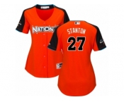 Women's Majestic Miami Marlins #27 Giancarlo Stanton Replica Orange National League 2017 MLB All-Star MLB Jersey