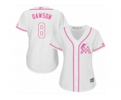 Women's Majestic Miami Marlins #8 Andre Dawson Authentic White Fashion Cool Base MLB Jersey
