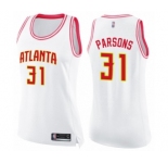 Women's Atlanta Hawks #31 Chandler Parsons Swingman White Pink Fashion Basketball Jersey