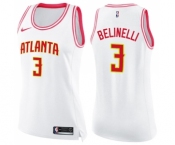 Women's Nike Atlanta Hawks #3 Marco Belinelli Swingman White Pink Fashion NBA Jersey
