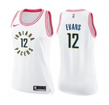 Women's Nike Indiana Pacers #12 Tyreke Evans Swingman White Pink Fashion NBA Jersey