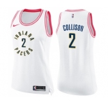 Women's Nike Indiana Pacers #2 Darren Collison Swingman White Pink Fashion NBA Jersey