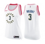 Women's Nike Indiana Pacers #3 Aaron Holiday Swingman White Pink Fashion NBA Jersey