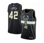 Women's Milwaukee Bucks #42 Robin Lopez Swingman Black Finished Basketball Jersey - Statement Edition