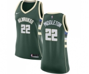 Women's Nike Milwaukee Bucks #22 Khris Middleton Swingman Green Road NBA Jersey - Icon Edition