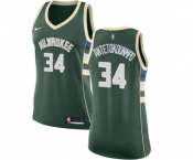 Women's Nike Milwaukee Bucks #34 Giannis Antetokounmpo Swingman Green Road NBA Jersey - Icon Edition