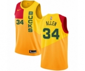 Women's Nike Milwaukee Bucks #34 Ray Allen Swingman Yellow NBA Jersey - City Edition