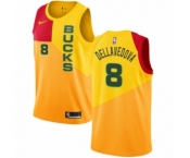 Women's Nike Milwaukee Bucks #8 Matthew Dellavedova Swingman Yellow NBA Jersey - City Edition