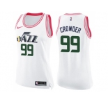 Women Nike Utah Jazz #99 Jae Crowder White Pink NBA Swingman Fashion Jersey