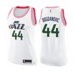 Women's Utah Jazz #44 Bojan Bogdanovic Swingman White Pink Fashion Basketball Jersey