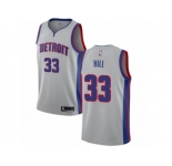 Men Nike Detroit Pistons #33 Grant Hill Authentic Silver NBA Jersey Statement Edition