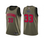 Men Nike Detroit Pistons #33 Grant Hill Green Salute to Service NBA Swingman Jersey