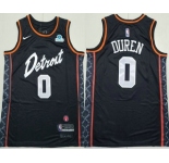 Men's Detroit Pistons #0 Jalen Duren Black 2024 City Icon Sponsor Swingman Jersey