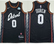 Men's Detroit Pistons #0 Jalen Duren Black 2024 City Icon Sponsor Swingman Jersey