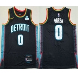 Men's Detroit Pistons #0 Jalen Duren Black 2025 City Sponsor Swingman Jersey