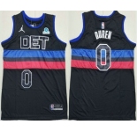 Men's Detroit Pistons #0 Jalen Duren Black Statement Icon Sponsor Swingman Jersey