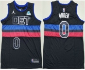 Men's Detroit Pistons #0 Jalen Duren Black Statement Icon Sponsor Swingman Jersey