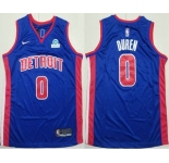 Men's Detroit Pistons #0 Jalen Duren Blue Icon Sponsor Edition Stitched Jersey
