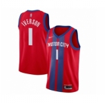 Men's Detroit Pistons #1 Allen Iverson Swingman Red Basketball Jersey 2019-20 City Edition