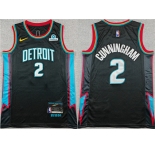 Men's Detroit Pistons #2 Cade Cunningham Black 2025-26 City Edition Stitched Basketball Jersey