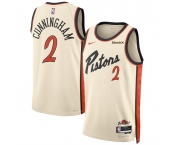 Men's Detroit Pistons #2 Cade Cunningham Cream 2024-25 City Edition Stitched Basketball Jersey