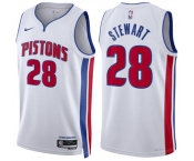 Men's Detroit Pistons #28 Isaiah Stewart White Association Edition Stitched Basketball Jersey
